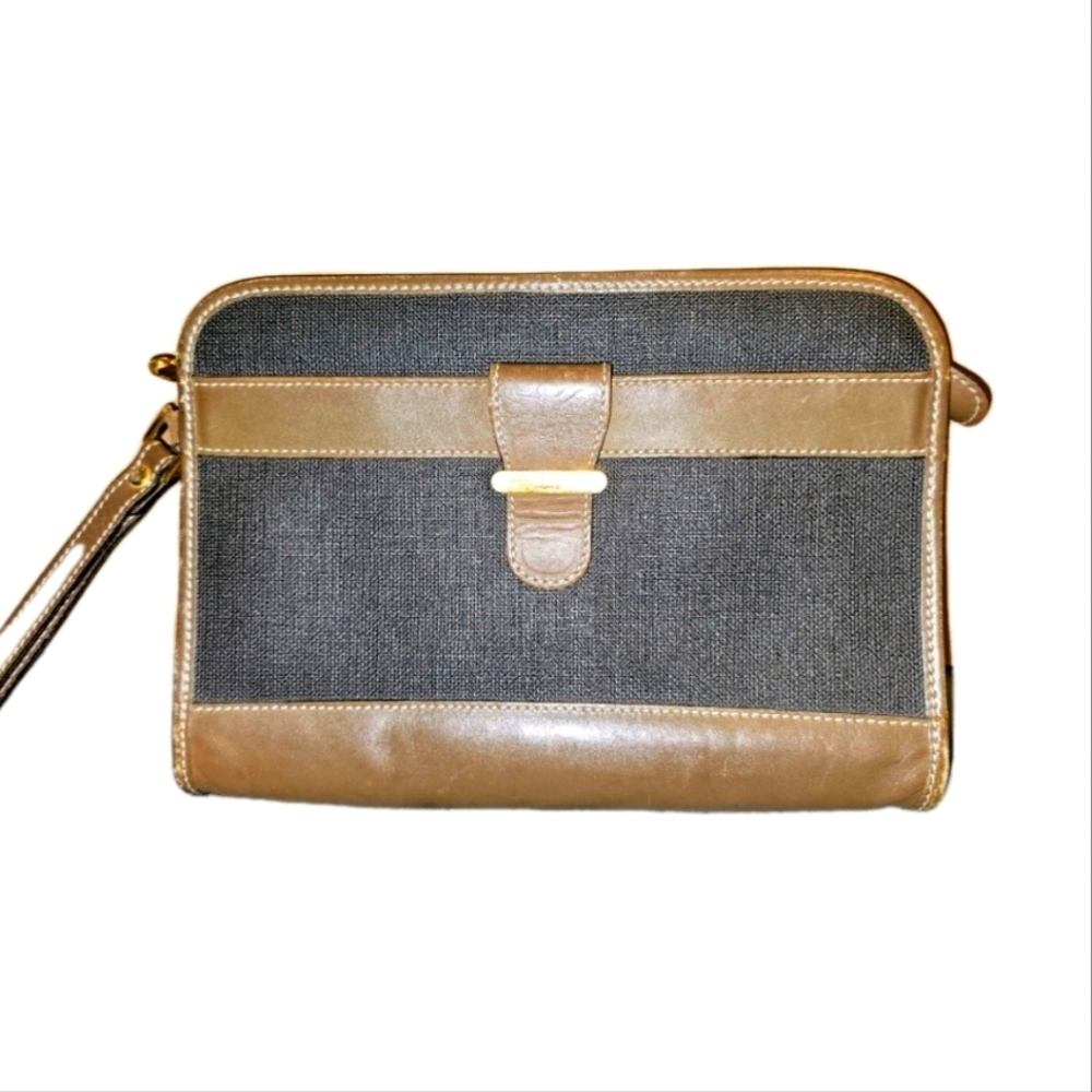 Men's Dunhill Black and Brown Leather Travel Bag